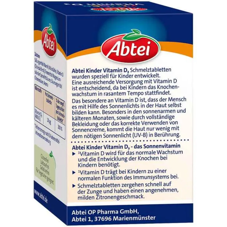 Abtei Kinder Vitamin D3 Schmelztabletten, 50 St