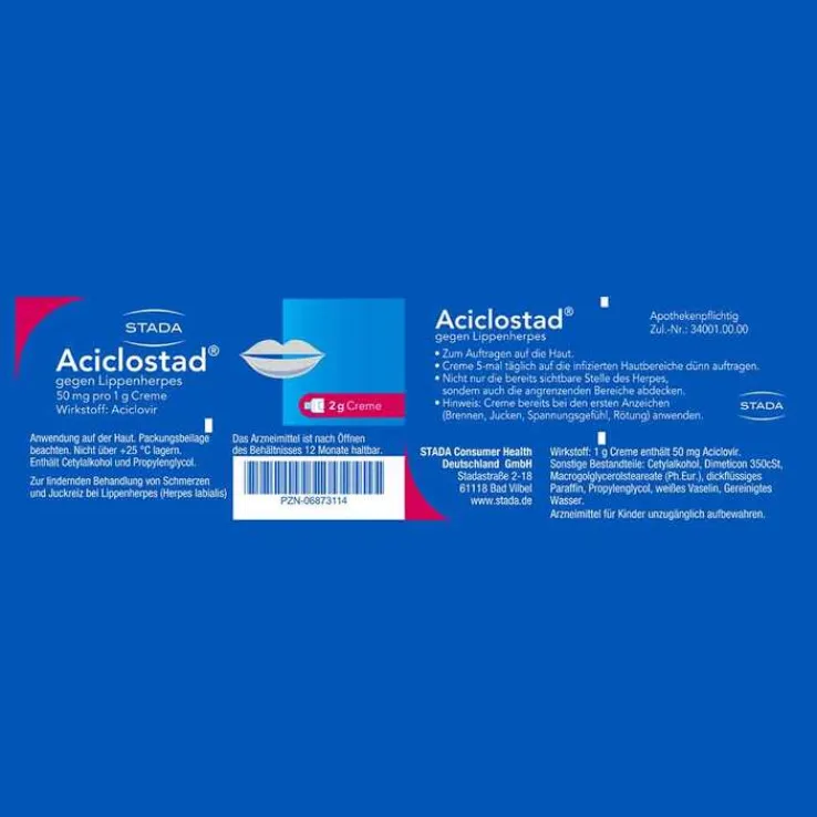 Aciclostad Creme gegen Lippenherpes, 2 g