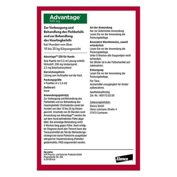 Advantage 250 für Hunde von 10-25 kg, 4 St