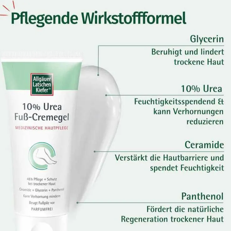 Allgäuer Latschenkiefer 10% Urea Fuß Cremegel, 100 ml
