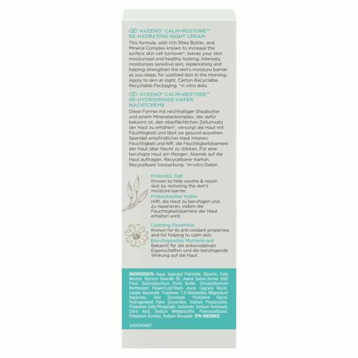 Aveeno Calm + Restore Re-Hydrierende Hafer Nachtcreme , 50 ml