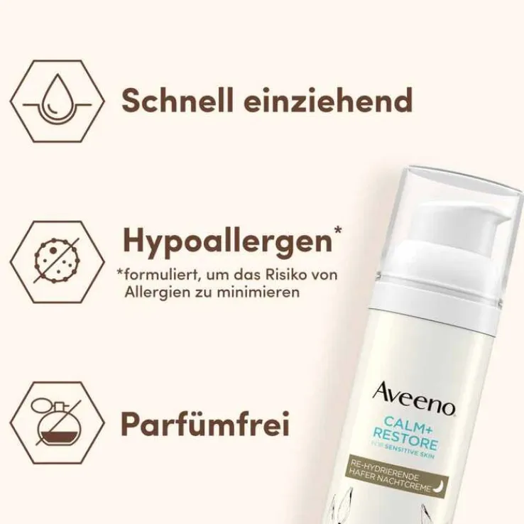 Aveeno Calm + Restore Re-Hydrierende Hafer Nachtcreme , 50 ml