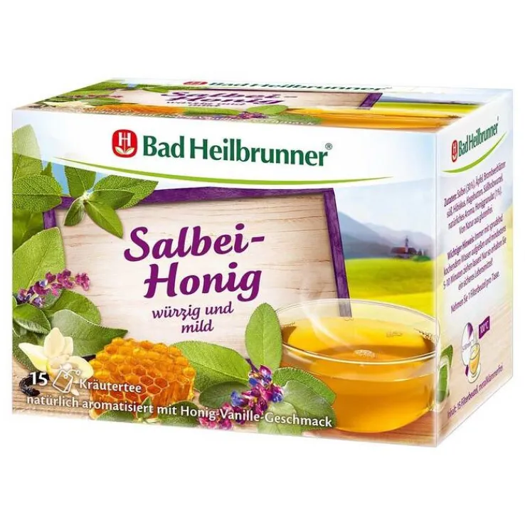 Bad Heilbrunner Tee Salbei Honig Filterbeutel, 15X1.8 g