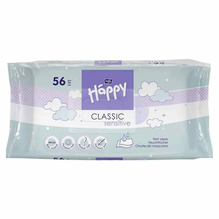 Bella Happy Feuchttücher Sensitive mit Klickverschl., 56 St