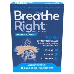 Besser Atmen Breathe Right® Nasenpflaster normal beige, 10 St