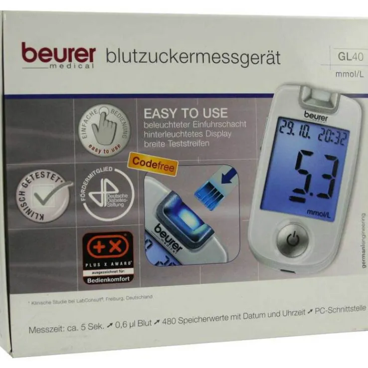 Beurer GL40 mmol / l Blutzuckermessgerät codefree, 1 St