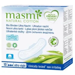 Bio Binden Ultra Nacht 100% Bio Baumwolle Masmi, 10 St