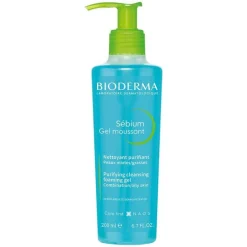 Bioderma Sebium Gel Moussant Reinigungsgel für unreine, ölige, zu Akne neigende Haut, 200 ml