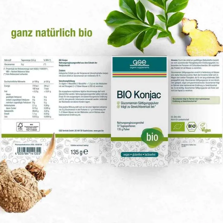 Bio Konjac Glucomannan Sättigungspulver, 135 g