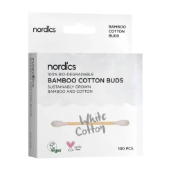 Bio Kosmetikstäbchen Bambus Baumwolle weiß Nordics, 100 St