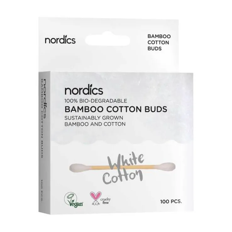 Bio Kosmetikstäbchen Bambus Baumwolle weiß Nordics, 100 St