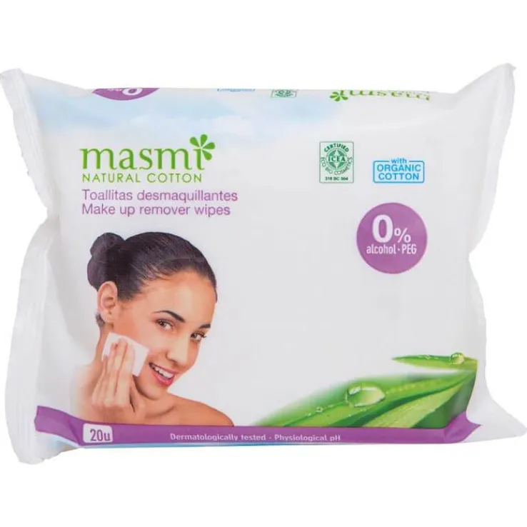 Bio Make-UP Reinigungstücher 100% Baumwolle Masmi, 20 St
