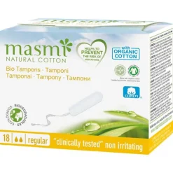 Bio Tampons Classic 100% Bio Baumwolle Masmi, 18 St