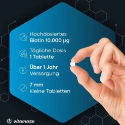 Biotin 10 mg hochdosiert + Zink + Selen Tabletten, 480 St