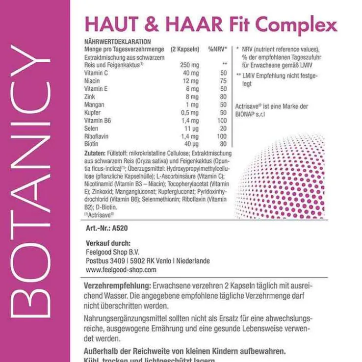 Botanicy Haut & Haar Fit Complex mit Actrisave Kapseln, 60 St