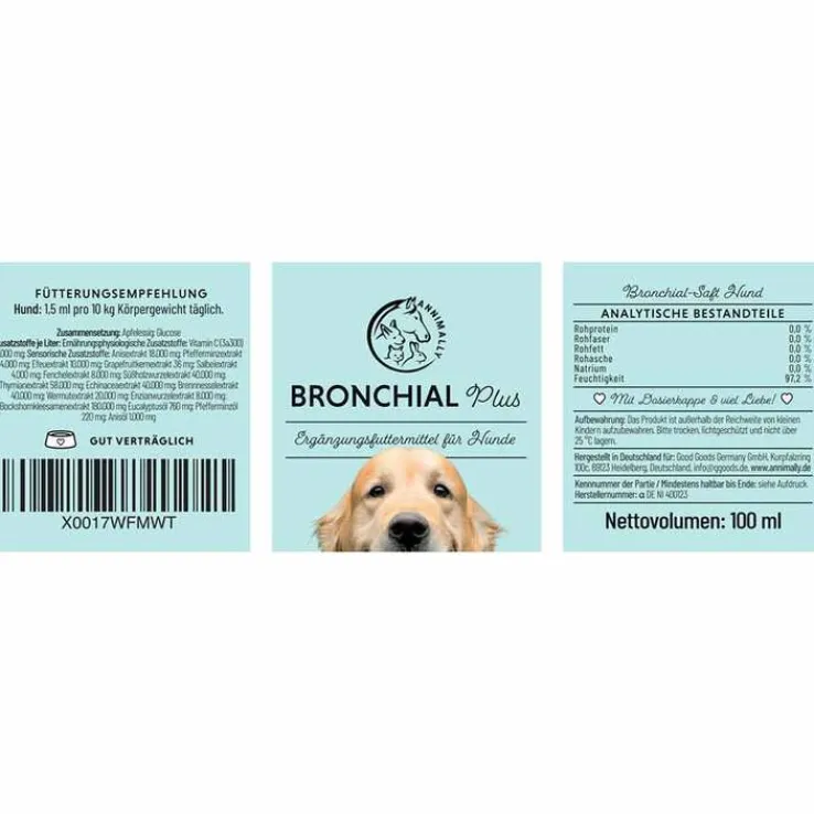 Bronchial Plus Atemwegsmischung Saft für Hunde, 100 ml