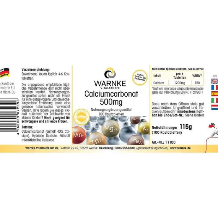 Calciumcarbonat 500 Kautabletten, 100 St