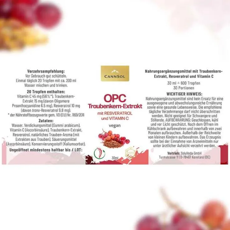 Cannsol OPC mit Resveratrol + Vitamin C Tropf.zum Einnehmen , 30 ml