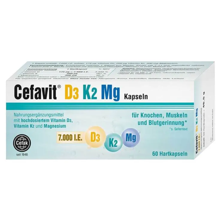 Cefavit D3 K2 Mg 7.000 I.E. Hartkapseln, 60 St
