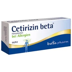 Cetirizin beta® Filmtabletten bei Allergien, 50 St