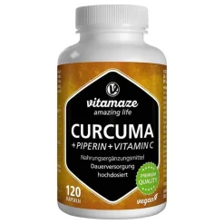 Curcuma + Piperin + Vitamin C vegan Kapseln, 120 St