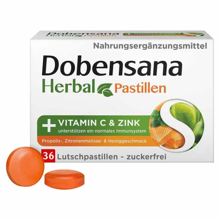 Dobensana Herbal Honiggeschmack Vitamin C & Zink Pastillen, 36 St