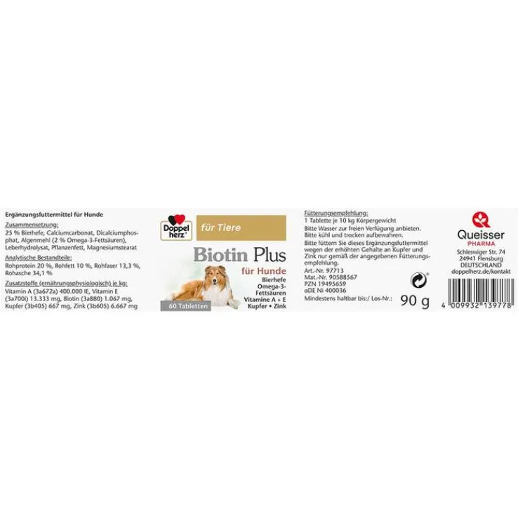 Doppelherz für Tiere Biotin Plus Tabletten für Hunde, 60 St