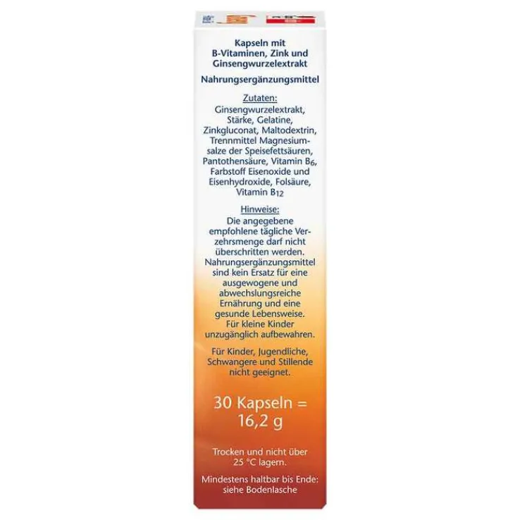 Doppelherz Ginseng 250 + B-Vitamine + Zink Kapseln, 30 St