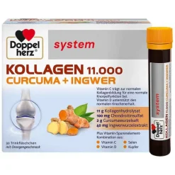 Doppelherz Kollagen 11.000 Curcuma + Ingwer System Trinkampullen, 30X25 ml