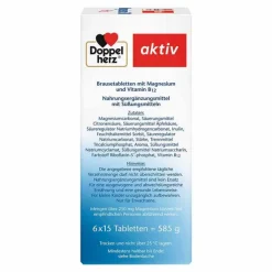 Doppelherz Magnesium 500 + B12 Brausetabletten, 6X15 St