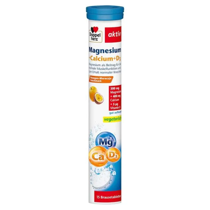 Doppelherz Magnesium+Calcium+D3 Brausetabletten, 15 St
