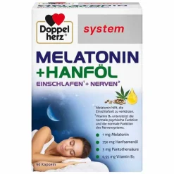 Doppelherz Melatonin + Hanföl system Kapseln, 60 St