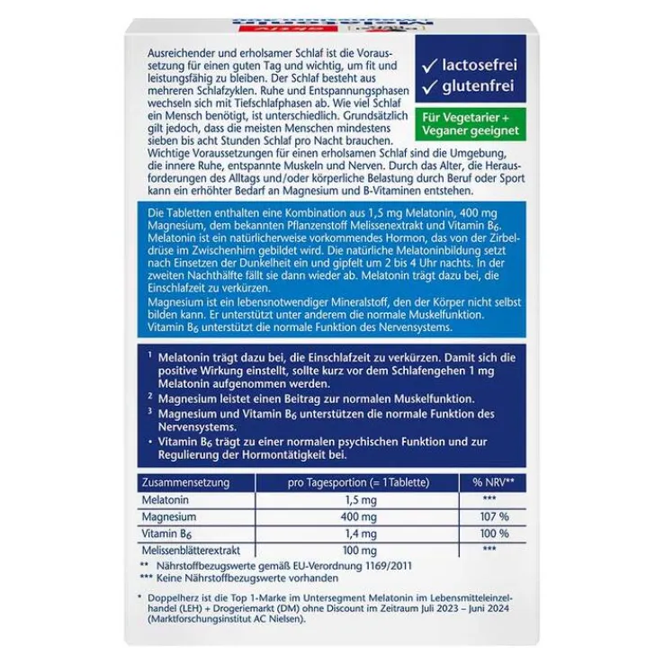 Doppelherz Melatonin + Magnesium 400 Tabletten, 30 St