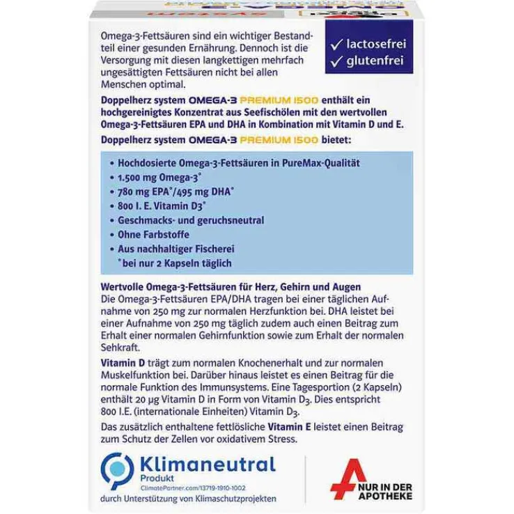 Doppelherz Omega-3 Premium 1500 system Kapseln, 120 St