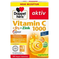 Doppelherz Vitamin C 1000 + D3 + Zink Depot Tabletten, 30 St