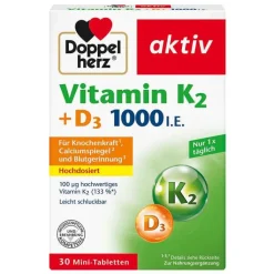 Doppelherz Vitamin K2 + D3 1000 I.E. Tabletten, 30 St