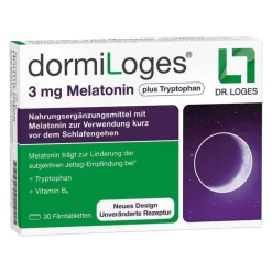 Dormiloges 3 mg Melatonin plus Tryptophan Filmtabletten, 30 St