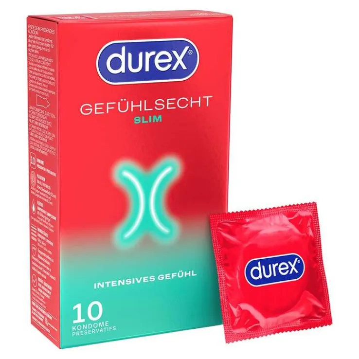 Durex Gefühlsecht Slim Kondome, 10 St