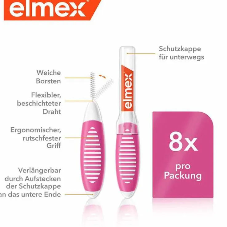 Elmex Interdentalbürsten Iso Größe 0 0,4 mm rosa, 8 St