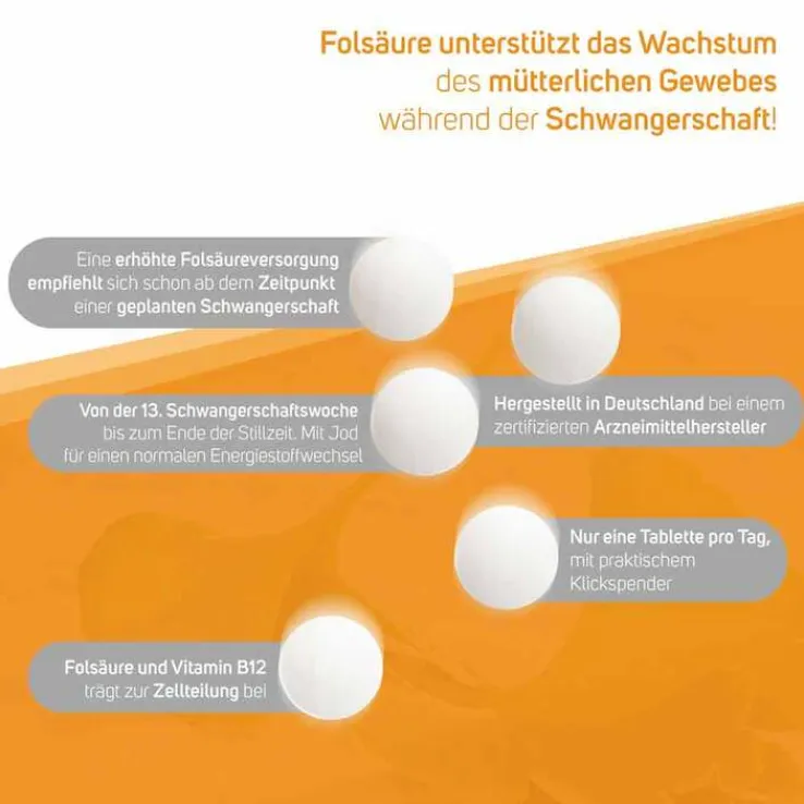 Folsäure 400 Plus B12 + Jod Tabletten, 120 St