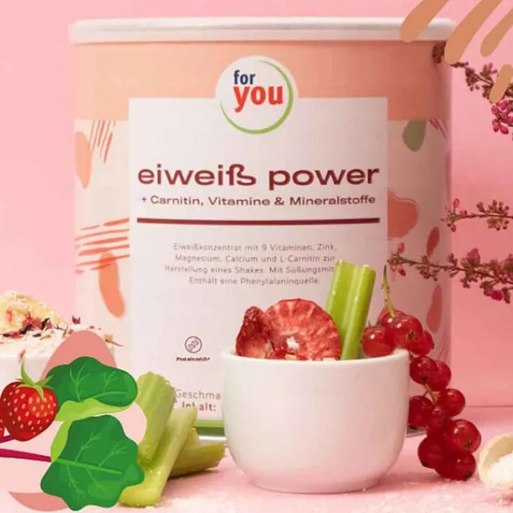 For You Eiweiß Power Erdbeer-Rhabarber, 750 g