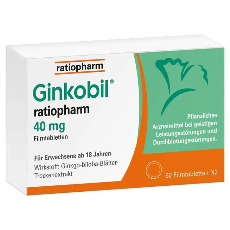 Ginkobil ratiopharm 40mg mit Ginkgo biloba, 60 St