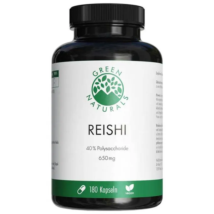 Green Naturals Reishi 650 mg hochdosiert vegan Kapseln, 180 St