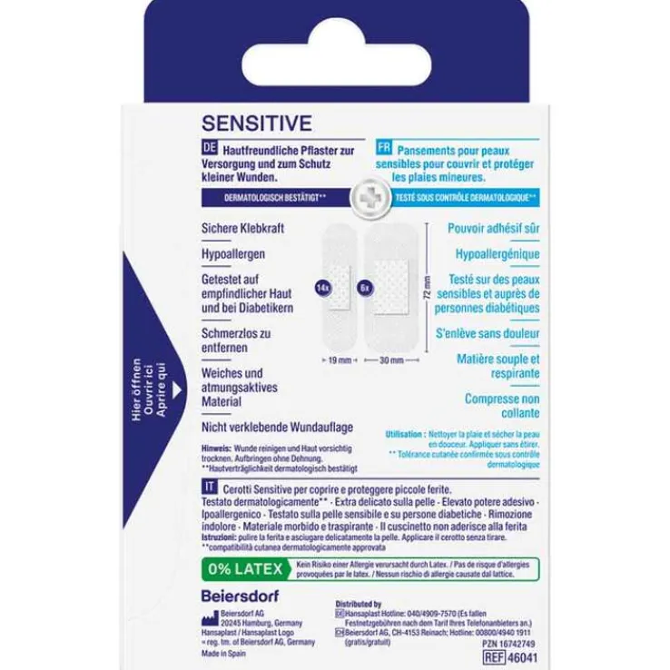 Hansaplast Sensitive Pflaster hypoallergen Strips, 20 St
