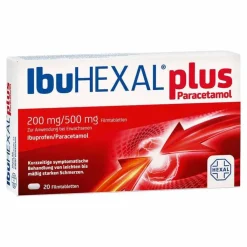 IbuHEXAL plus Paracetamol 200 mg/500 mg Filmtabletten, 20 St