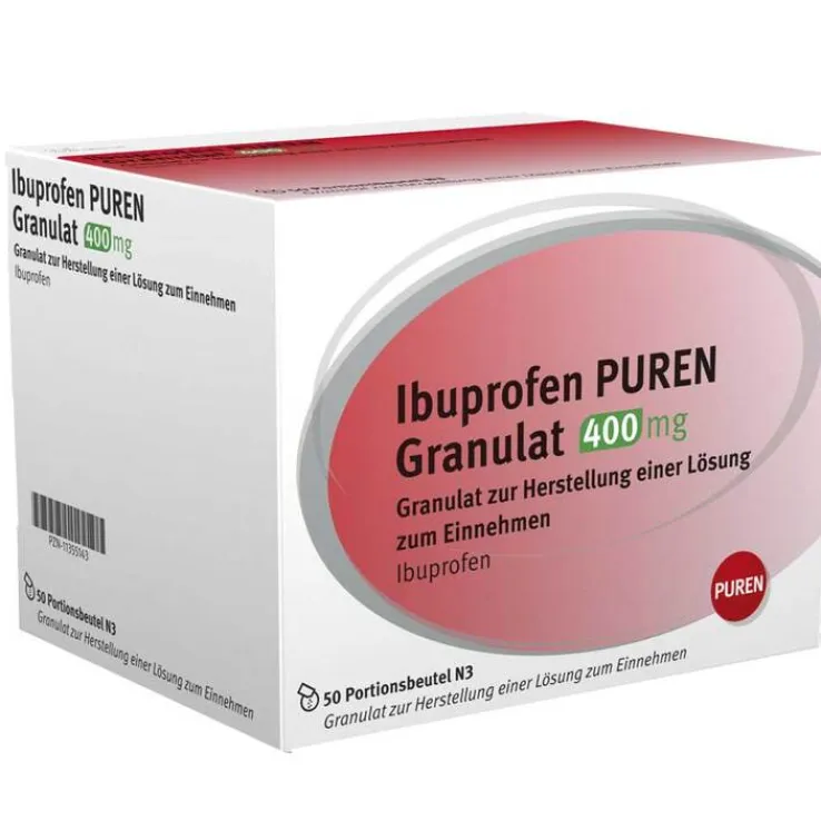 Ibuprofen Puren Granulat 400 mg zur Herstellung einer Lösung zum Einnehmen , 50 St