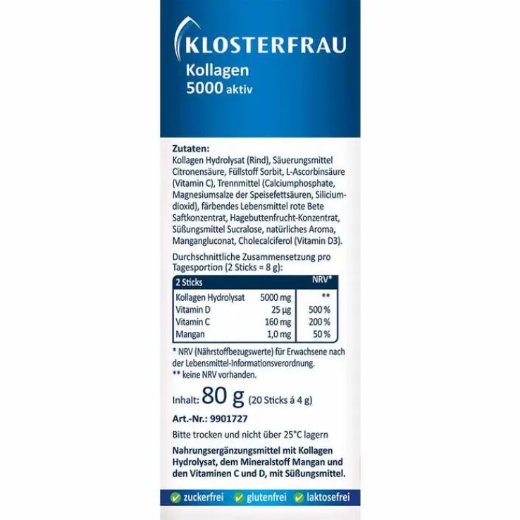 Klosterfrau Kollagen 5000 aktiv Granulat Sticks, 20 St