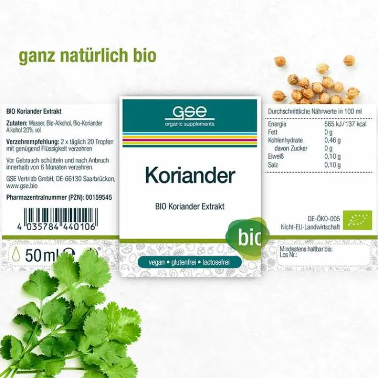 Koriander Extrakt Bio 24,3% V / V, 50 ml