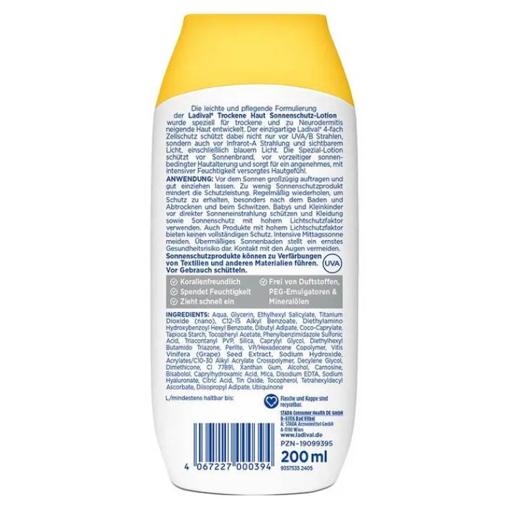 Ladival trockene Haut Sonnenschutz-Lotion LSF 30, 200 ml