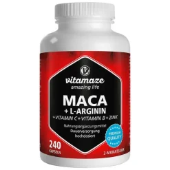 Maca 4:1 hochdosiert + L-Arginin Kapseln, 240 St